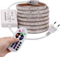 XUNATA RGB LED Szalag 2m, IP65 Vízálló, 230V, 60 LED/m, 24 Gombos Távirányítóval - Beltéri/Kültéri Dekoráció Karácsonyra, Partikra 1
