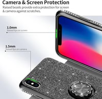 Apple iPhone X/XS Csillogó Fekete Gyűrűs Védőtok Glitterrel 4
