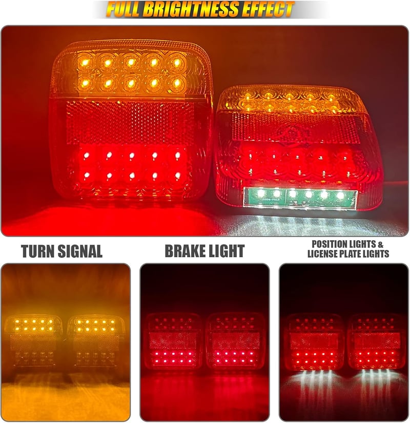 AOJO LED Utánfutó Hátsó Lámpa Szett - 12V Vízálló, ECE Jóváhagyott
