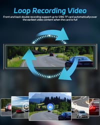 NHOPEEW 10,99" Visszapillantó Tükör 4K Első Kamerával - Vezeték Nélküli CarPlay & Android Auto - Éjjellátó Dupla Kamera WiFi FM Adóval 5