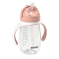 BÉABA Tanulópohár 2 az 1-ben - 300 ml Rózsaszín Gyerek Ivópohár Szívószállal - Szivárgásmentes, Levehető Fogantyúk, BPA-mentes Tritan 1