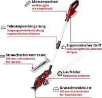 Einhell Akkumulátoros fű- és bokornyíró GE-CG 18/100 Li T-Solo Power X-Change - 18V, 10cm vágásszélesség, 20cm vágáshossz, teleszkópos nyéll 3