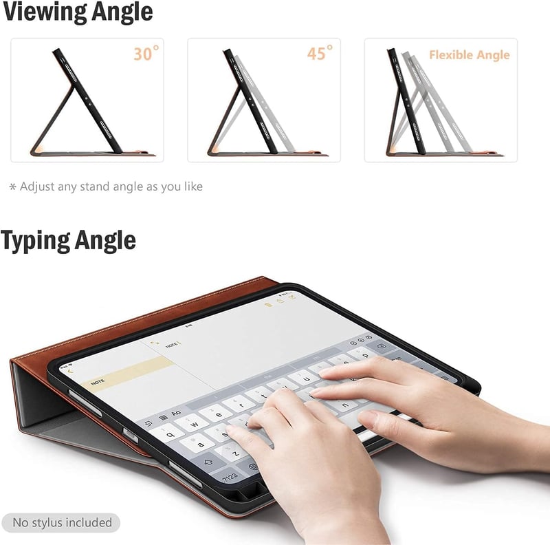 Antbox iPad Pro 12.9" Bőrtok (2018-2022) - Ceruza tartóval, Automata Alvás/Ébresztés funkcióval, PU Bőr Védőtok, Barna