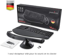 Perixx Periduo-605 Ergonomikus Vezeték Nélküli Billentyűzet és Egér Szett - Függőleges Egér Dönthető Görgővel, Állítható Csuklótámasszal, Wi 7