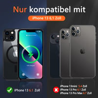iPhone 13 MagSafe-kompatibilis ütésálló tok, kameravédővel és edzett üveggel - Fekete 2