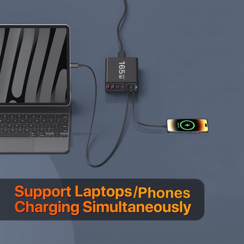 Baseus 165W GaN USB-C töltőállomás 6 portos, MacBook/iPhone/Samsung kompatibilis