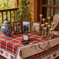 Nostalgic Decor Set: retro džepni sat + 3x okvir za slike + stolnjak + porculanska vaza + 10x svijećnjak 1