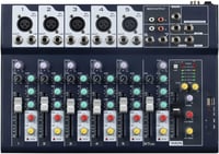 Weymic F7 Professzionális Keverőpult 7 Csatornával - USB Audio Interfész, Sztereó Hangszínszabályzó DJ, Színpad, Karaoke Használatra 9