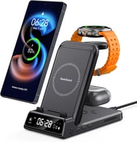 SwanScout 3-in-1 Vezeték Nélküli Töltőállomás Samsung S25/S24/S23/S22/Z Fold 6 Telefonokhoz, Galaxy Watch és Buds Készülékekhez - Indukciós  1