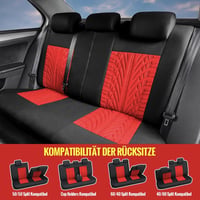AUTOYOUTH Univerzális Autó Üléshuzat Szett - Piros Teljes Garnitúra Ülésekhez, Légáteresztő Poliészter, Osztott Hátsó Üléshez, Mosható 3
