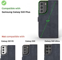 Samsung Galaxy S22 Plus kék bőr flip tok kártyatartóval és állvánnyal 2