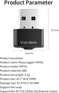 VAYDEER USB Egérmozgató 3 Módú Kapcsolóval - Ébren Tartja a Számítógépet 7