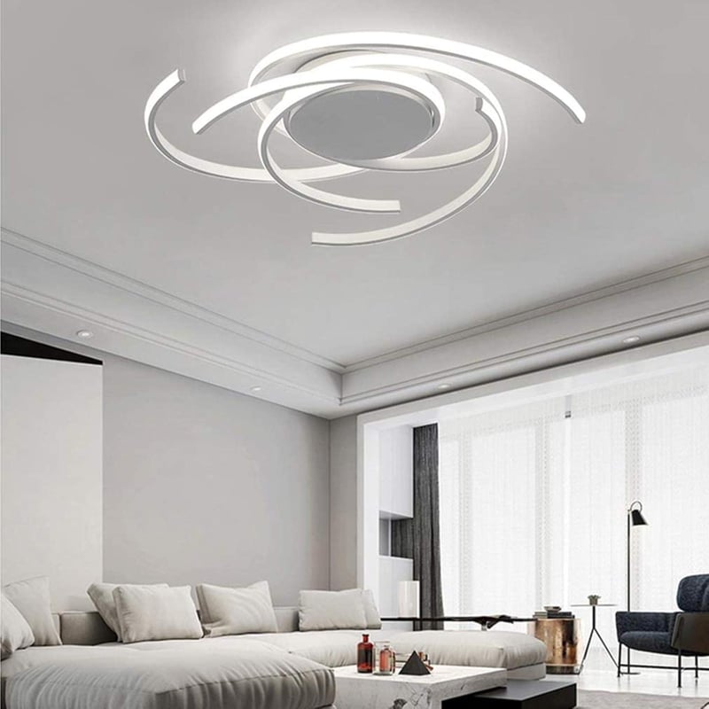 minifair Modern LED Mennyezeti Lámpa Távirányítóval - Spirál Virág Dizájn, Fehér, Fényerőszabályozható, Konyhasziget és Étkezőasztal Világít