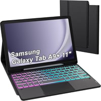 ROOFEI Samsung Galaxy Tab A9 Plus Tok QWERTZ Billentyűzettel - 7 Színű RGB Háttérvilágítás, Bluetooth, Levehető Billentyűzet Trackpaddal, 11 1