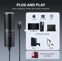 Tonor Q9 USB Kondenzátor Mikrofon Szett - Kardioid Irányítottságú Stúdió Minőségű Fém Mikrofon PC, Laptop és Konzol Kompatibilitással 4