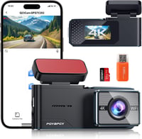 POYBPCY 4K UHD WiFi Autós Fedélzeti Kamera 64GB SD Kártyával, 170° Látószög, Éjjellátó, Mobilalkalmazás Vezérlés, G-szenzor, Parkolóőr Funkc 1