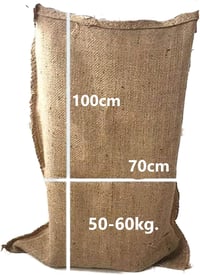 Óriás juta zsák 6 db - 70x100cm - növényvédő, kávé újrahasznosító, krumplis zsák, homokzsák 6