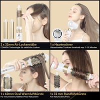 webeauty 5 az 1-ben Hajszárító és Hajformázó Készlet - 110.000 RPM, 200 Millió Negatív Ion, Kefés Hajszárító és Légáramú Hajgöndörítő, Fehér 6