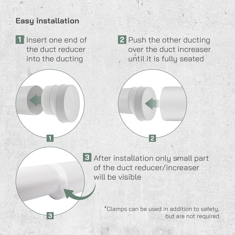 Vent Systems Szellőzőcső Szűkítő Adapter 150-100 mm - Fehér Műanyag Légcsatorna Átalakító HVAC Rendszerekhez, Könnyen Szerelhető