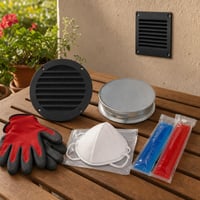 Ventilacijski set: 1x rešetka s mrežicom + 1x poklopac 100mm + 1x FFP2 maska + 12 pari nitrilnih rukavica 1