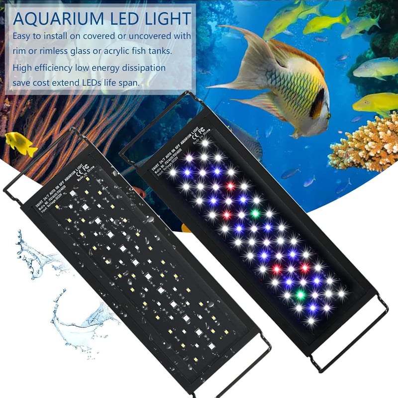HORXFLIG 14W LED Akvárium Világítás - 30 cm Kihúzható Tartóval, Időzítővel és Állítható Fényerővel, 30-45 cm-es Édesvízi Akváriumokhoz