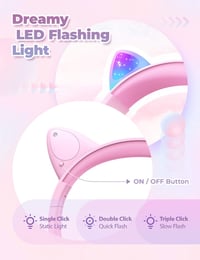 iClever LED-es Macskafüles Gyerek Fejhallgató, 94dB Hangerőkorláttal 2