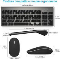 Olasz QWERTY USB billentyűzet és egér szett - GALENMORO vezeték nélküli, ergonomikus, csendes, Windows kompatibilis 2