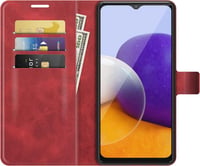 Samsung Galaxy A22 5G mágneses flip tok állvánnyal - szürke PU bőr védőtok 1