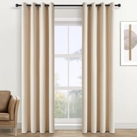 Topfinel Bézs Sötétítő Függöny 140x225 cm - Hőszigetelő, Fényáteresztést Gátló Függöny Ösennel 1