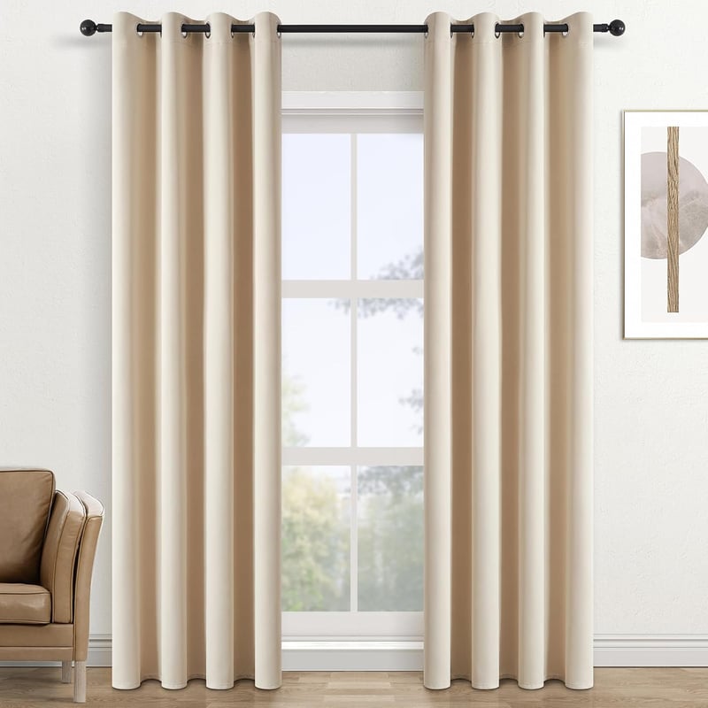 Topfinel Bézs Sötétítő Függöny 140x225 cm - Hőszigetelő, Fényáteresztést Gátló Függöny Ösennel