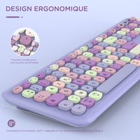 Seenda lila AZERTY Bluetooth billentyűzet - többeszközös, újratölthető, Windows/Mac/Android kompatibilis 7