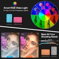 EMART RGB LED Videó Lámpa Szett - 5500K Állítható Fényerő, USB, Tripod Állvánnyal, Streaming, YouTube, Fotó Stúdió Világítás 2