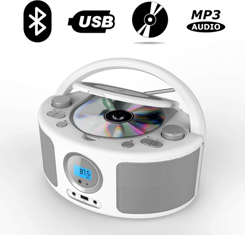 WISCENT Hordozható CD-s Rádió USB-vel és AUX Bemenettel, Gyerekeknek és Felnőtteknek