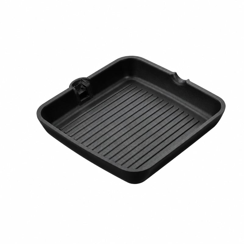 Grilă striată BRA Efficient 28 cm, aluminiu turnat, negru — defect, funcționează parțial: mâner rupt (stare: vezi a 2-a imagine)