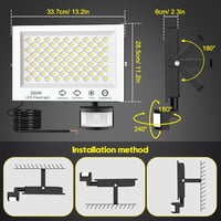 Viugreum 200W LED Reflektor Mozgásérzékelővel - 20000lm, 6500K Hideg Fehér, IP66 Vízálló Kültéri Lámpa Kerthez, Udvarhoz, Garázshoz 2