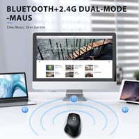 iClever Vezeték Nélküli Bluetooth Egér - Újratölthető, Ergonomikus, 3 Eszközhöz Csatlakoztatható, 5 DPI Beállítás, Csendes Kattintás, Ezüst- 2