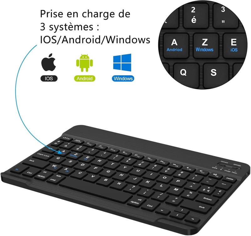 SENGBIRCH Vezeték Nélküli Bluetooth Billentyűzet AZERTY Francia Kiosztással - Ultravékony, iOS, iPad, Android, Samsung, Xiaomi Kompatibilis,
