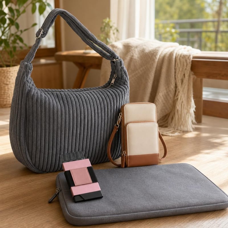 Set pre dochádzanie: hobo kabelka + puzdro na mobil + RFID peňaženka + 15" obal na notebook