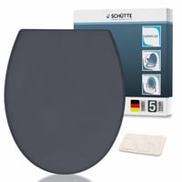Capac WC oval Schütte cu închidere lentă (Soft-Close), antracit, duroplast, 200 kg, montaj prin plăcuțe adezive (DIY) — elemente de fixare lipsă (stare: vezi a 2-a imagine) 1