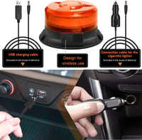 Dinfu Mágneses Forgó Figyelmeztető Lámpa 12V - Sárga LED Vészvillogó Távirányítóval, 9 Üzemmód, Autó/Teherautó/Traktor Kompatibilis, USB Töl 6