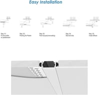 Bestto LED Gipszkarton Profil, 10x1m Alumínium Csatorna LED Szalagokhoz, Diffúzor Burkolattal, Falra és Mennyezetre, Hűtőbordás Védőprofil 4