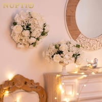 NUPTIO Selyem Virágcsokor Gömbök - 10 db 40 cm Átmérőjű Fehér Művirág Rózsa Dekoráció Asztaldísznek - Esküvői Dekorációs Virágkompozíció 3