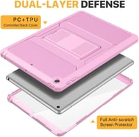 MoKo Virágmintás Rózsaszín iPad Tok - Beépített Képernyővédővel és Állvánnyal, iPad 9/8/7 Generációhoz (10.2"), Ütésálló Védelem 3