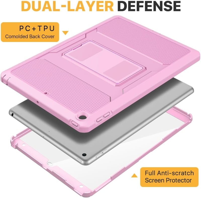 MoKo Virágmintás Rózsaszín iPad Tok - Beépített Képernyővédővel és Állvánnyal, iPad 9/8/7 Generációhoz (10.2"), Ütésálló Védelem
