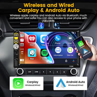 Hikity 1DIN Autórádió 7" Érintőképernyővel - Vezeték Nélküli CarPlay és Android Auto, Bluetooth 5.1, FM Rádió, Tolatókamera Bemenet, USB/TF/ 3