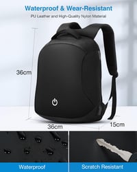 HOMIEE Vízálló Lopásbiztos Laptop Hátizsák USB Töltővel, Fekete 4