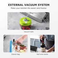 Bonsenkitchen Rozsdamentes Acél Vákuumfóliázó Gép - 12L/perc Szívókapacitás, 6 Élelmiszer Üzemmód, Beépített Vágó, Fóliatekercs Tartó, Kezdő 7