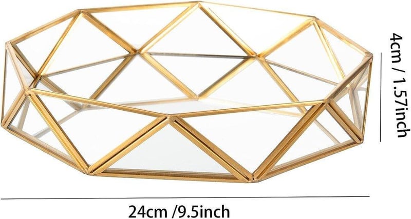 Arany Díszes Ékszertálca 24 cm - Kozmetikai Rendező, Újracsomagolt
