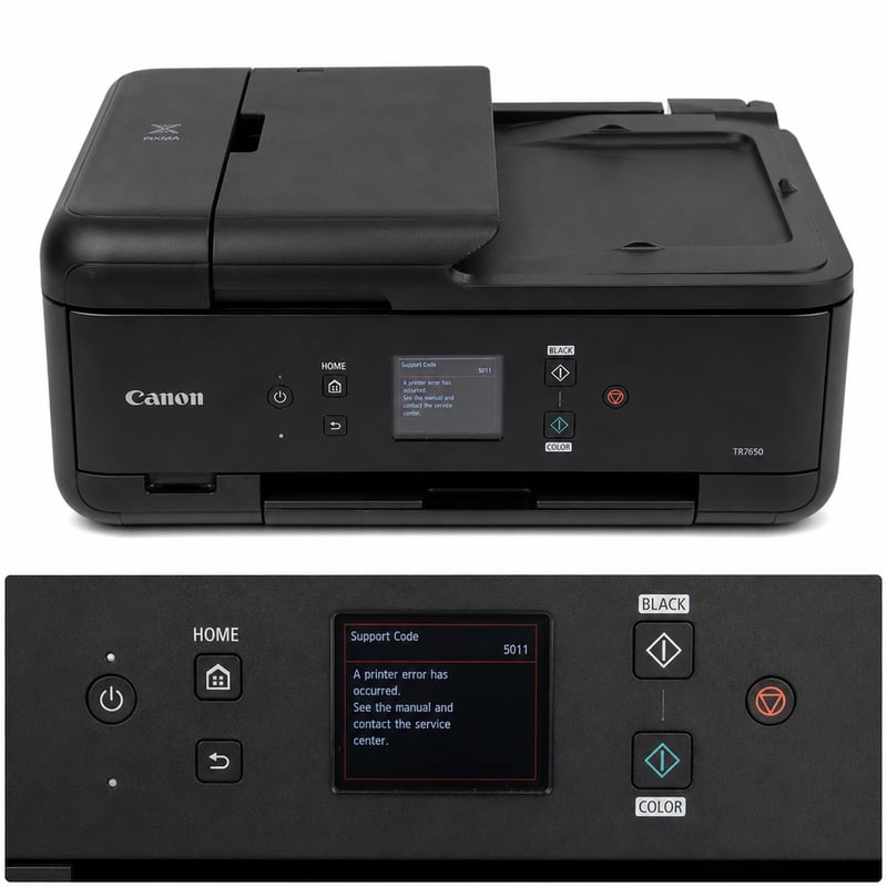 Canon PIXMA TR7650 Multifunkciós Tintasugaras Nyomtató A4 Fekete — hibás, részben működik: 5011-es szervizhiba