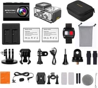 Apexcam 4K 20MP Akciókamera - Vízálló 40m, WiFi, EIS Képstabilizátor, Külső Mikrofon, 170° Látószög, 2.4G Távirányító, 2 Akkumulátor 7